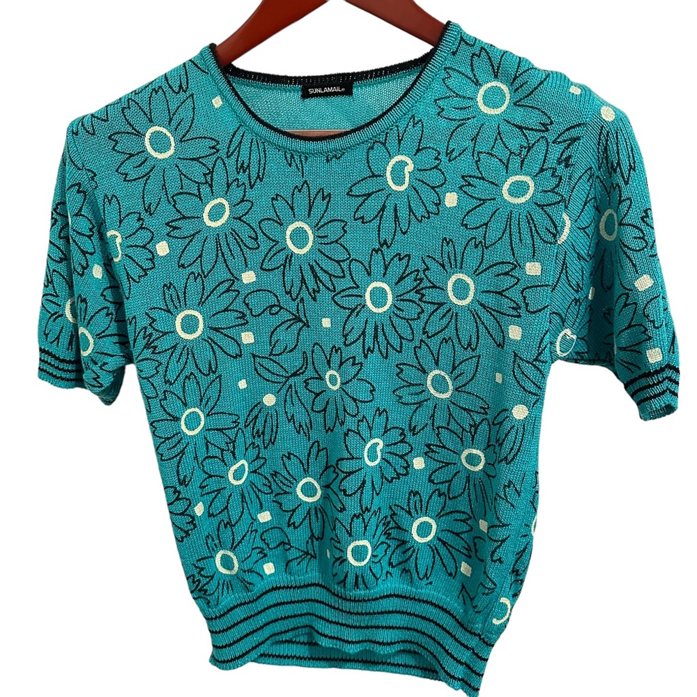 Sunlamail Retro Floral Knit Sweater S